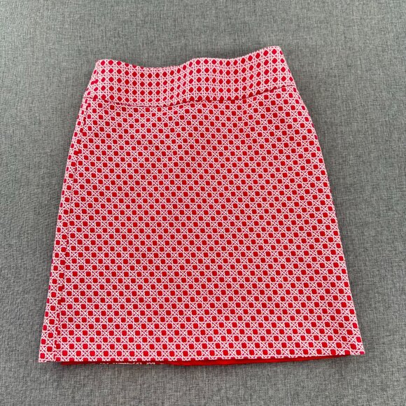 TALBOTS‎ Pencil Skirt Red White Petite 4 Lined Cotton .Work Business Elegant - Picture 1 of 11
